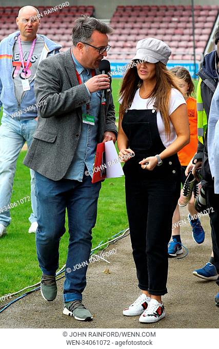 Katie Price and Alan Carr manage opposing teams in the Sellebrity Soccer match at Sixfields Stadium in Northampton. Featuring: Kerry Katona Where: Northampton