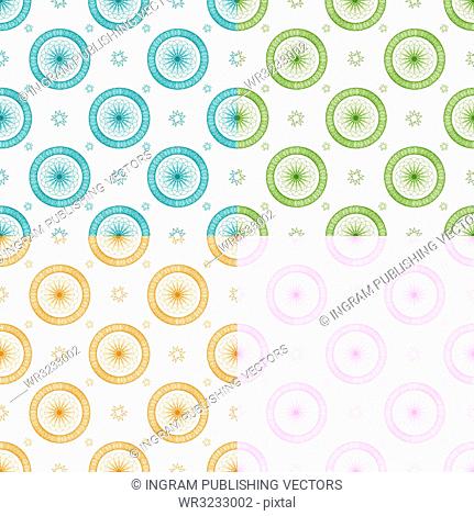 Abstract seamless repeat design with flowing lines ideal as a background in four color variations