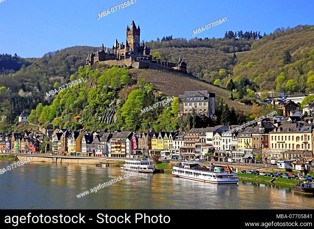 View of Imperial Castle Cochem, Cochem, Moselle, Rhineland-Palatinate, Germany