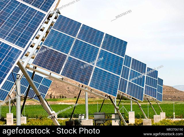 Group of Solar panels creating electricity from the sun