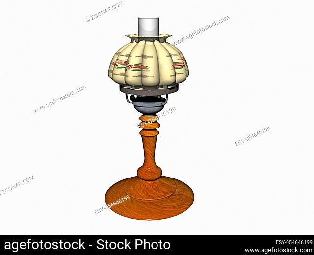 hölzerne Stehlampe mit Glasschirm