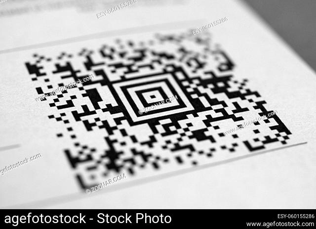 QR code barcode (meaning Quick Response Code)