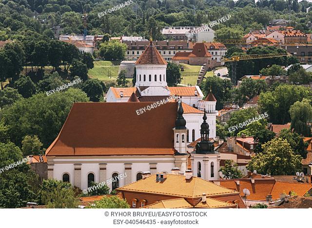 Vilnius, Lithuania. Cathedral Of Theotokos, Church Heritage Museum, St. Michael's Church In Summer Day. UNESCO World Heritage