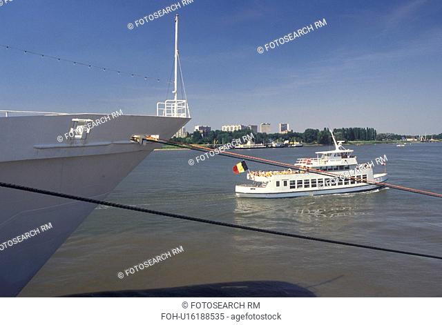 Belgium, Antwerpen, Antwerp, Europe, North Sea, Sightseeing tour boat cruises up the Scheldt River in Antwerpen