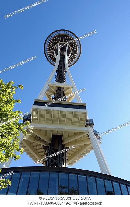 The viewing tower ""Space Needle"" can be seen in Seattle, i September 2017. The tower with 184 metres of height was built for the Century 21 Exposition