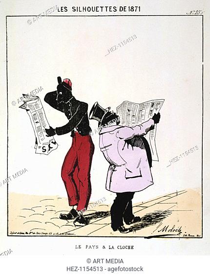 'Le Pays et la Cloche', 1871. Cartoon from a series titled Les Silhouettes de 1871 published at the time of the Paris Commune