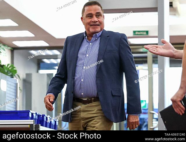 RUSSIA, ST PETERSBURG - JULY 24, 2023: Sylvestre Radegonde, Seychelles' Minister for Foreign Affairs and Tourism, arrives at Pulkovo International Airport to...