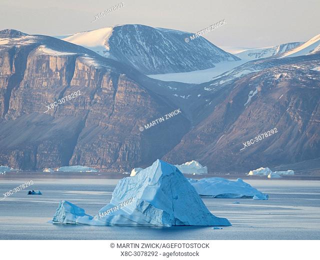 Icebergs in the Uummannaq fjord system in the north of west greenland. America, North America, Greenland, Denmark