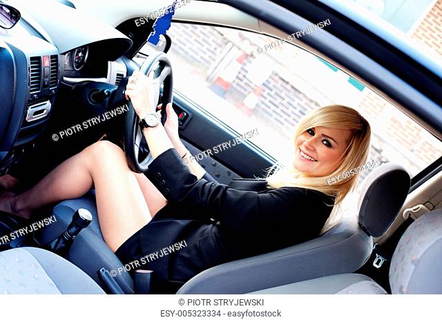 pretty blonde woman driver