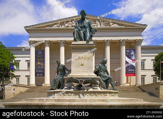 Hungary, Budapest, National Museum, Janos Arany, poet, statue,