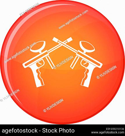 Paintball guns icon in red circle isolated on white background vector illustration