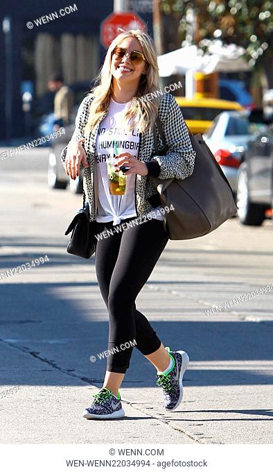 Hilary Duff out and about carrying a Chanel black bag on Melrose Place Featuring: Hilary Duff Where: Los Angeles, California