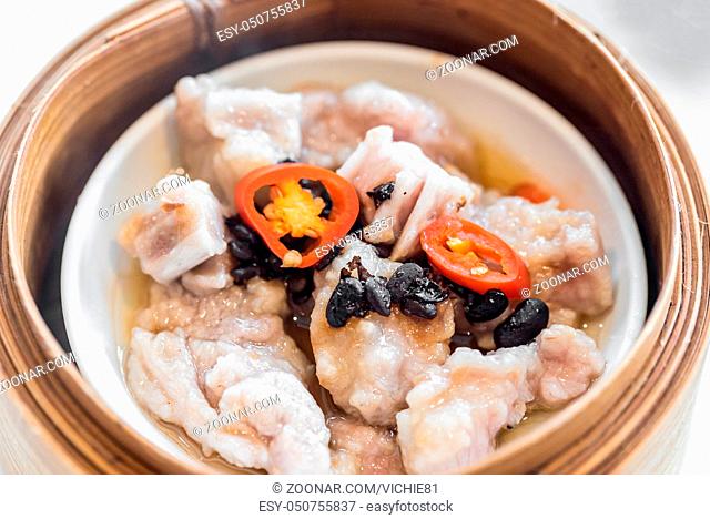 Chinese dim sum Black bean steamed pork ribs - Steamed Chinese groumet cuisine