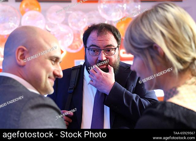 RUSSIA, MOSCOW - DECEMBER 20, 2023: Russia's Digital Development, Communications and Mass Media Minister Maksut Shadayev attends the opening of a 5G testing...