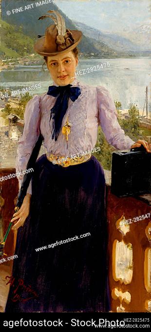 Portrait of the author Natalia Borísovna Nordman-Severova (1863-1914), 1900. Creator: Repin, Ilya Yefimovich (1844-1930)