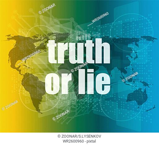 truth or lie text on digital touch screen interface vector quotation marks with thin line speech bubble. concept of citation, info, testimonials, notice