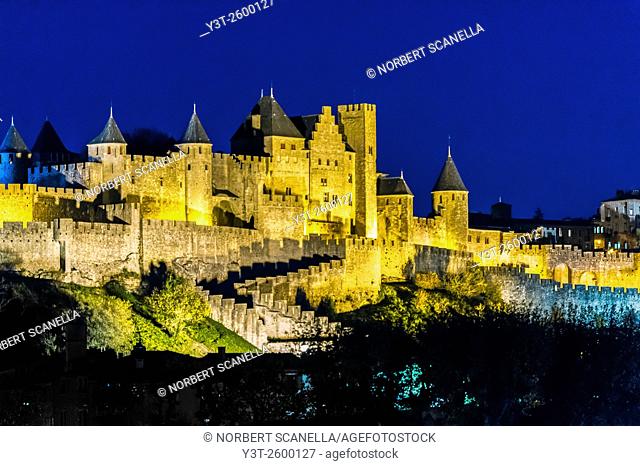 Europe. France. Languedoc-Roussillon. Aude. Carcassonne. La Cite. The medieval fortified town