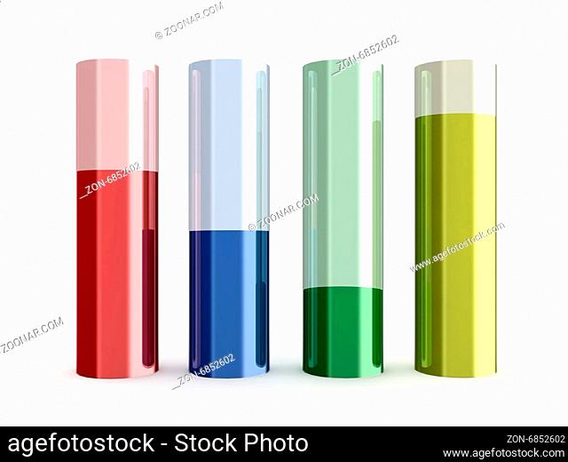 Business profit growth graph chart with different colors and reflection, isolated on white background