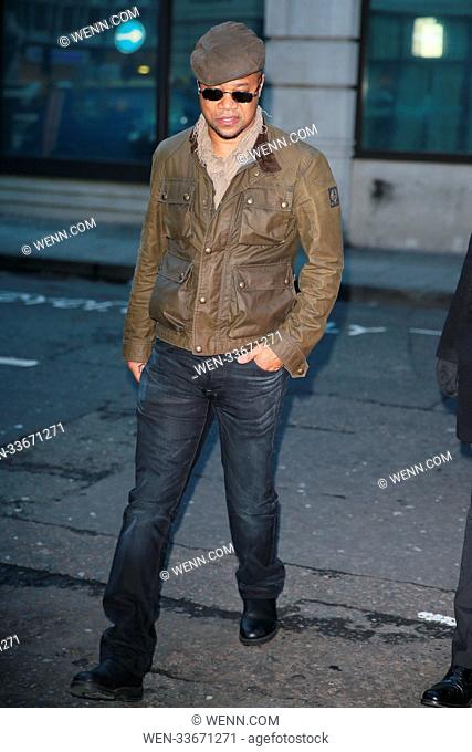Cuba Gooding Jr. leaving BBC Radio Two studios after promoting his new West End theatre role in Chicago in London Featuring: Cuba Gooding Jr