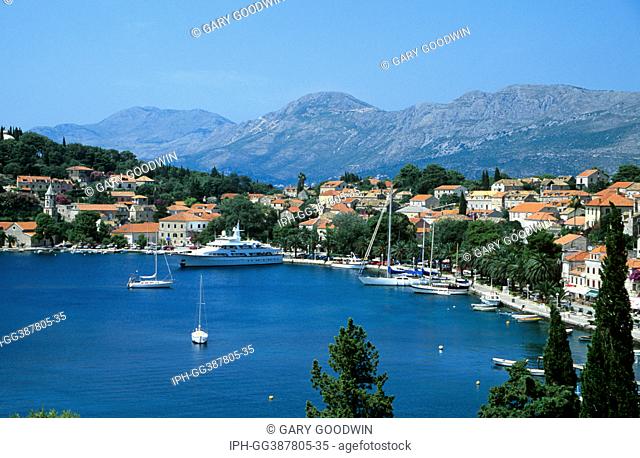 Picturesque view over the harbour of the popular Croatian resort of Cavtat