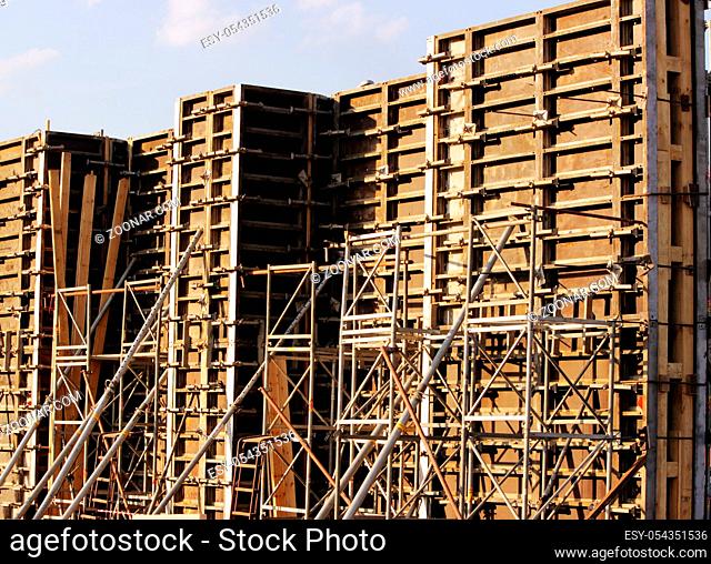 inventory formwork for reinforced concrete for the construction of the bridge supports on the transport interchange at the Moscow area, Russian Federation
