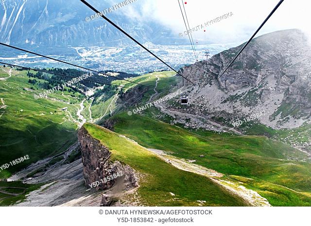 Swiss Alps, Crans-Montana, view from Pleine Morte for Crans Montana, canton Valais, canton Wallis, Switzerland