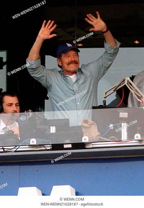 Celebrities watch the Los Angeles Dodgers v San Diego Padres baseball game at Dodger Stadium. The Dodgers defeated the Padres by a final score of 6-4