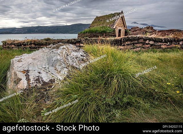 Re-created Tjodhilde Church in Greenland's Brattahlid, Eriksfjord area, part of a reconstruction of Erik the Red's settlement, Kujataa World Heritage Site