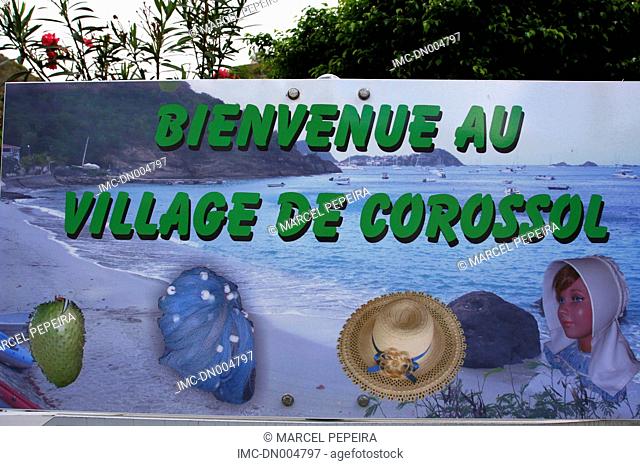French West Indies, Guadeloupe, Saint Barthelemy, welcome notice board
