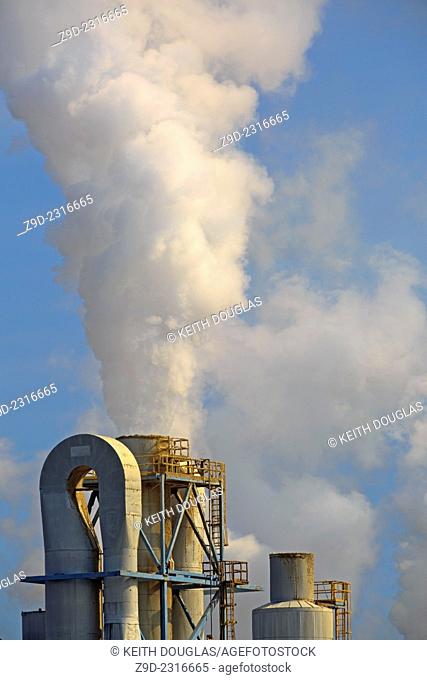 Steam and other emissions coming from pulp mill, Quesnel, British Columbia