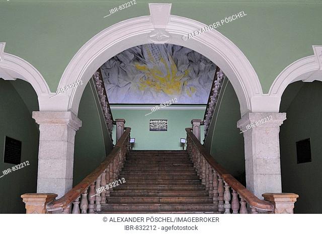Palacio de Gobierno Palace, inner courtyard, staircase, Merida, Yucatan, Mexico, Central America