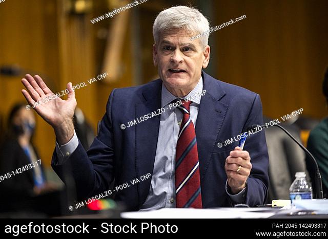United States Senator Bill Cassidy (Republican of Louisiana) questions Rochelle Walensky (not pictured), Director of the US Centers for Disease Control and...