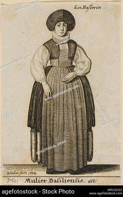 Woman of Basel - 1644 - Wenceslaus Hollar Czech, 1607-1677 - Artist: Wenceslaus Hollar, Origin: Bohemia, Date: 1644, Medium: Etching on gray Asian paper