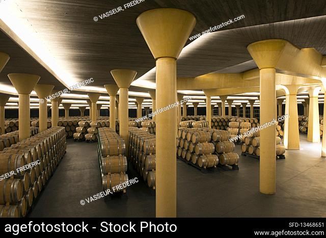 Wine aging room of Bodega Vivanco, Rioja, Spain