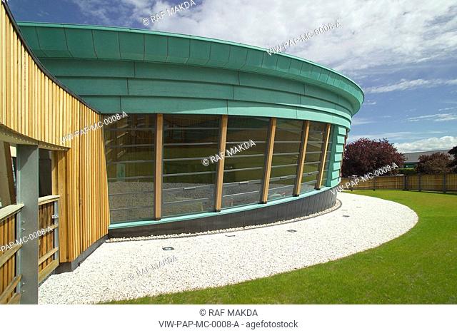 MAGGIE’S CENTRE, RAIGMORE HOSPITAL, INVERNESS, HIGHLAND, UK, PAGE & PARK, EXTERIOR, EXTERIOR WITH PICTURE WINDOWS