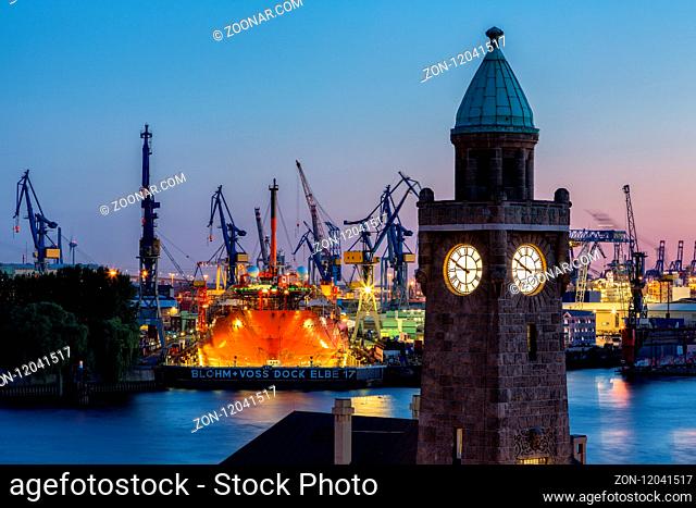 Free and Hanseatic City of Hamburg - St. Pauli Piers. Freie und Hansestadt Hamburg - St. Pauli-Landungsbrücken