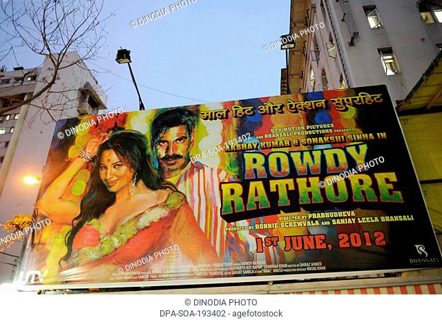 Film poster of rowdy rathore, liberty cinema, mumbai, maharashtra, india, asia