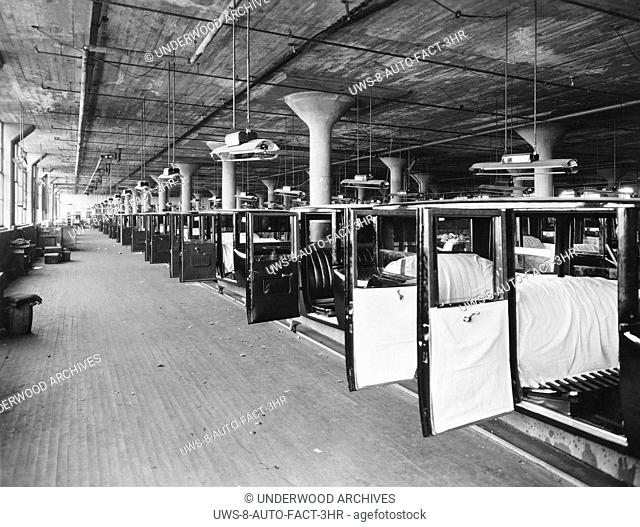 United States: c. 1925.The interior of a Studebaker body assembly plant