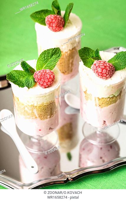 Dessert with raspberry
