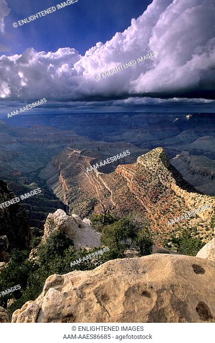 Sunlight and storm clouds over the Grand Canyon, from Grandview Point, Grand Canyon National Park, Arizona