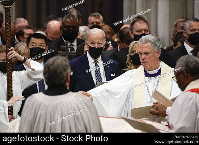 United States President Joe Biden, attends the memorial service for former US Senator Bob Dole (Republican of Kansas) at the Washington National Cathedral in...