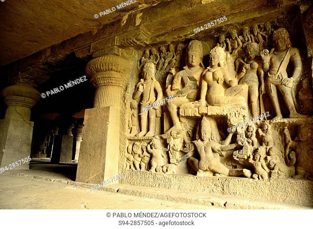 Cave 29. Dumar Lena. Temple in a cave of Jain group, Ellorca caves, Aurangabad, Maharastra, India