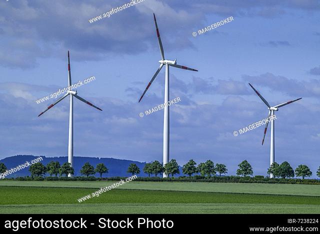 Wind turbines near Springe, Lower Saxony, Germany, Europe