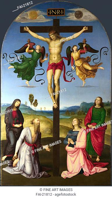 The Crucified Christ with the Virgin Mary, Saints and Angels (The Mond Crucifixion). Raphael (1483-1520). Oil on wood. Renaissance. 1502-1503
