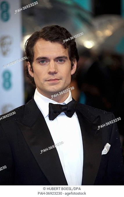 Actor Henry Cavill arrives at the EE British Academy Film Awards at The Royal Opera House in London, England, on 10 February 2013