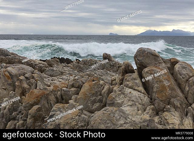 Rock formations and ocean, De Kelders, Western Cape, South Africa