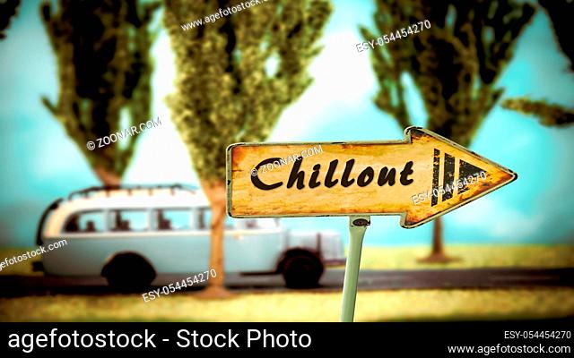 Street Sign the Direction Way to Chillout