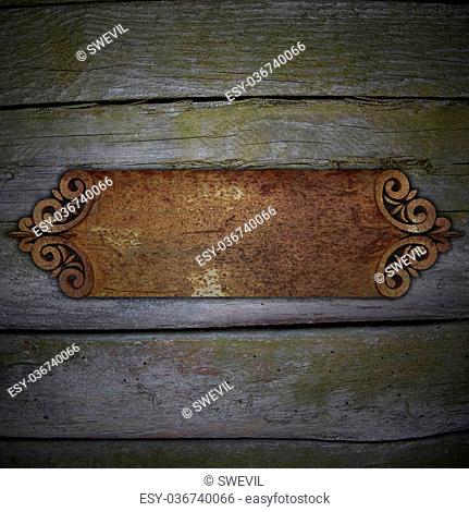 rust metal plate on a wall. design template