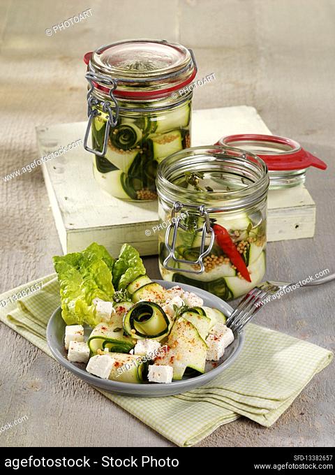 Pickled courgettes with feta