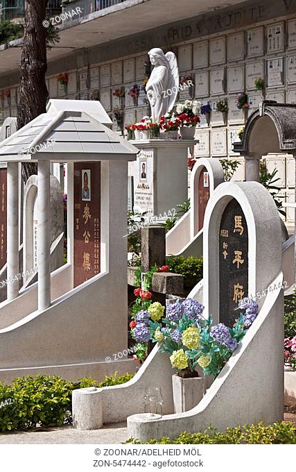 Friedhof des Erzengel Michael, Cemiterio Sao Miguel Arcanjo, größter katholischer Friedhof in Macao, China, Asien Cemetery Saint Michael Archangel